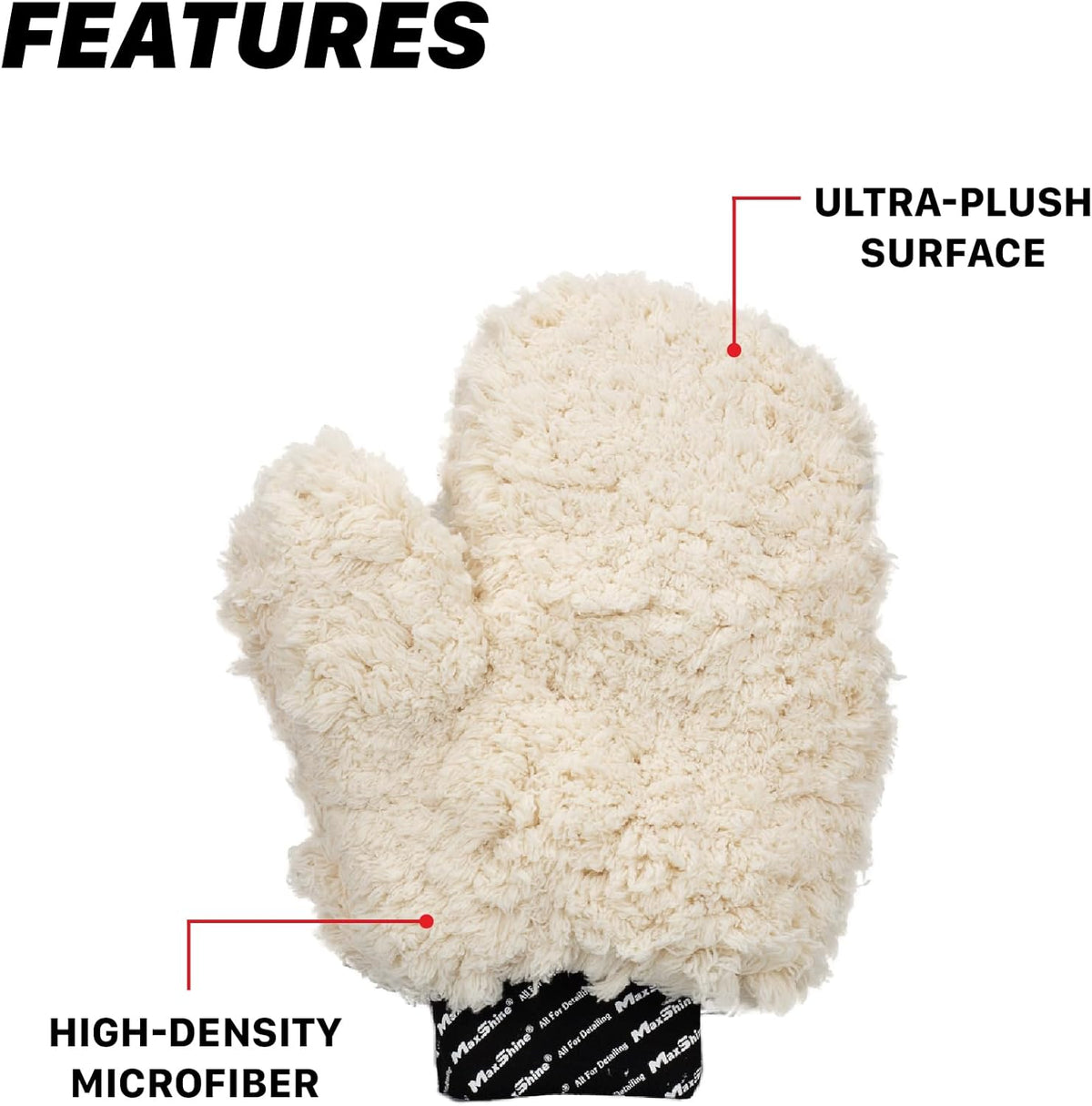Maxshine Universal Ultra-Plush Microfiber Car Wash Mitt with Thumb – Super Absorbent, Ultra-Soft Wash Mitt for Scratch-Free Car Washing – Comfortable, Washable & Reusable Mitt for Auto Detailing
