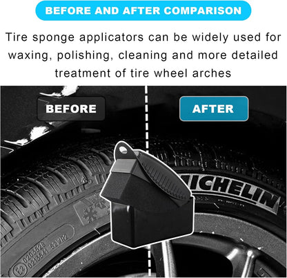 Augeny 2PCS Tire Dressing Applicator, Reusable Car Tire Shine Sponge Pad With Lid, Durable Foam Auto Wheel Detailing for Vehicle Waxing Polishing Cleaning (Gray)