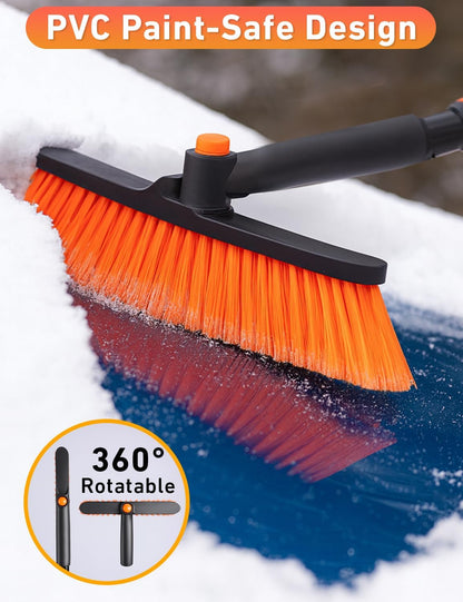 EcoNour 27" 3 in 1 Snow Brush with ice Scraper for car Windshield and Window | 360° Aluminum Rotatable Snow Brush for car | Winter Snow Removal Tools with Detachable Foam Grip | Winter Car Accessories