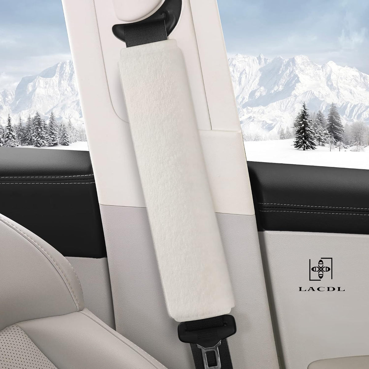 LACDL Extra Long Seatbelt Cover Super Soft Furry for Adults Kids Women & Men, Thick Plush Full Car Seat Belt Strap Cushion, Fluffy Shoulder Pad Protector, Auto Interior Accessories, 1pc, Black, 15.5in