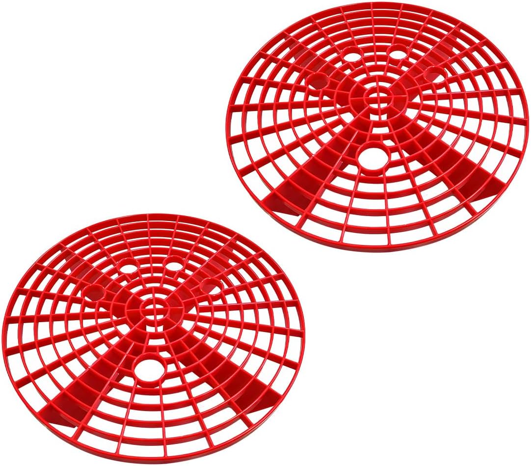 2 PCS Car Wash Bucket Inserts, Auto Detail Dirt Gaurd Buckets Filter Helps Remove Dirt Debris, Dirt Guard Insert Wash Filter Fits 12 Inch Diameter Bucket or 3-5 Gallon Buckets (Black+Red)