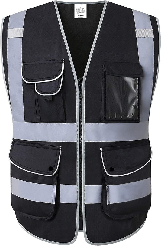 XIAKE 9 Pockets Class 2 High Visibility Reflective Safety Vest for Men Women,Meets ANSI/ISEA Standard