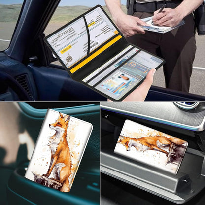 Car Registration and Insurance Holder, Leather Car Glove Box Organizer, Cool Car Accessories for ID, Driver's License Cards & Essential Document, business cards, Men&Women, Retro Audio Cassette