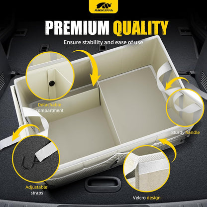 MIKKUPPA Car Trunk Organizer - 65L Collapsible Trunk Organizer with Lid, Sturdy Car Storage for SUV Auto Truck Van with Adjustable Straps and Non Slip Bottom (Black)