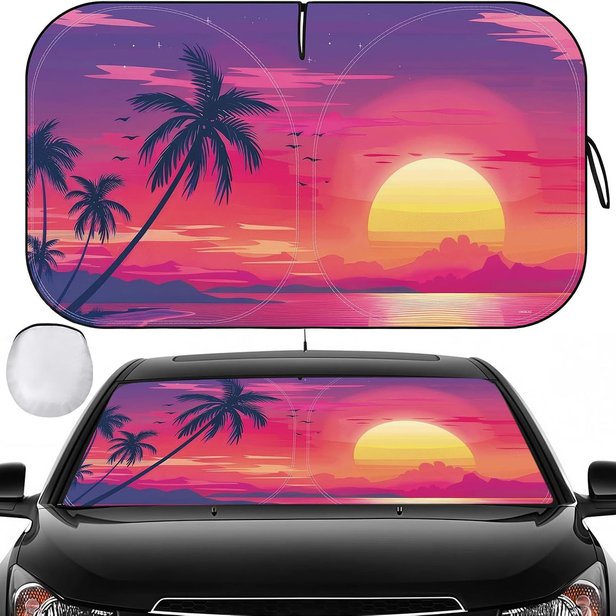Car Windshield Sun Shade, Foldable Front Window Sunshade Blocks UV Rays, Keep Car Interior Cool, Universal Fit for Hatchback, Truck, SUV, MPV