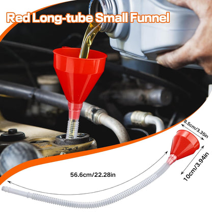 10Pcs Funnels for Automotive Use, Wide Mouth Plastic Oil Funnel Set | Flexible Long Neck Fuel Funnel Kit with Spout & Filter for Filling Car Engine Oil, Gasoline, Diesel, Coolant, Fluid