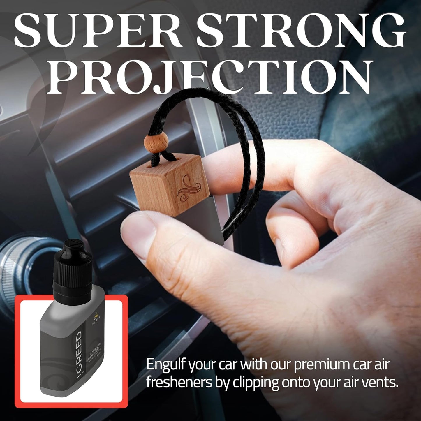 Greed Car Air Freshener for Men | Perfume Inspired Fragrances | Strong Car Freshener with Odour Eliminator Technology | Air Freshener | Long Lasting Automotive Freshener by Perfa