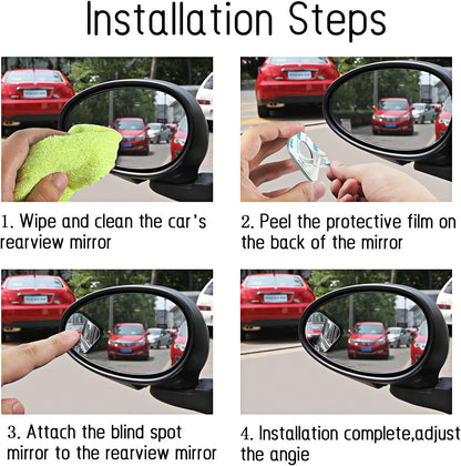 2 pcs Blind Spot Mirrors, 2" Round HD Glass Convex 360° Wide Angle Side Rear View Mirror with ABS Housing for Cars SUV and Trucks, Black, Pack of 2