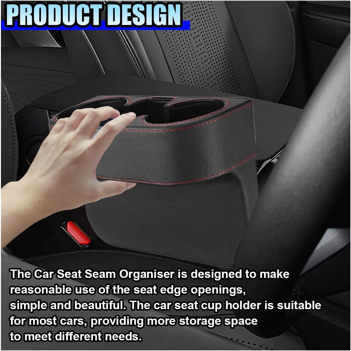 ZIMISI Car Cup Holder, PU Leather Auto Front Console Gap Filler Organizer, Multifunctional Cup Drink Holder, Car Seat Gap Filler Storage Box, Coin Bucket, Cell Mobile Phone Holder (Grey)
