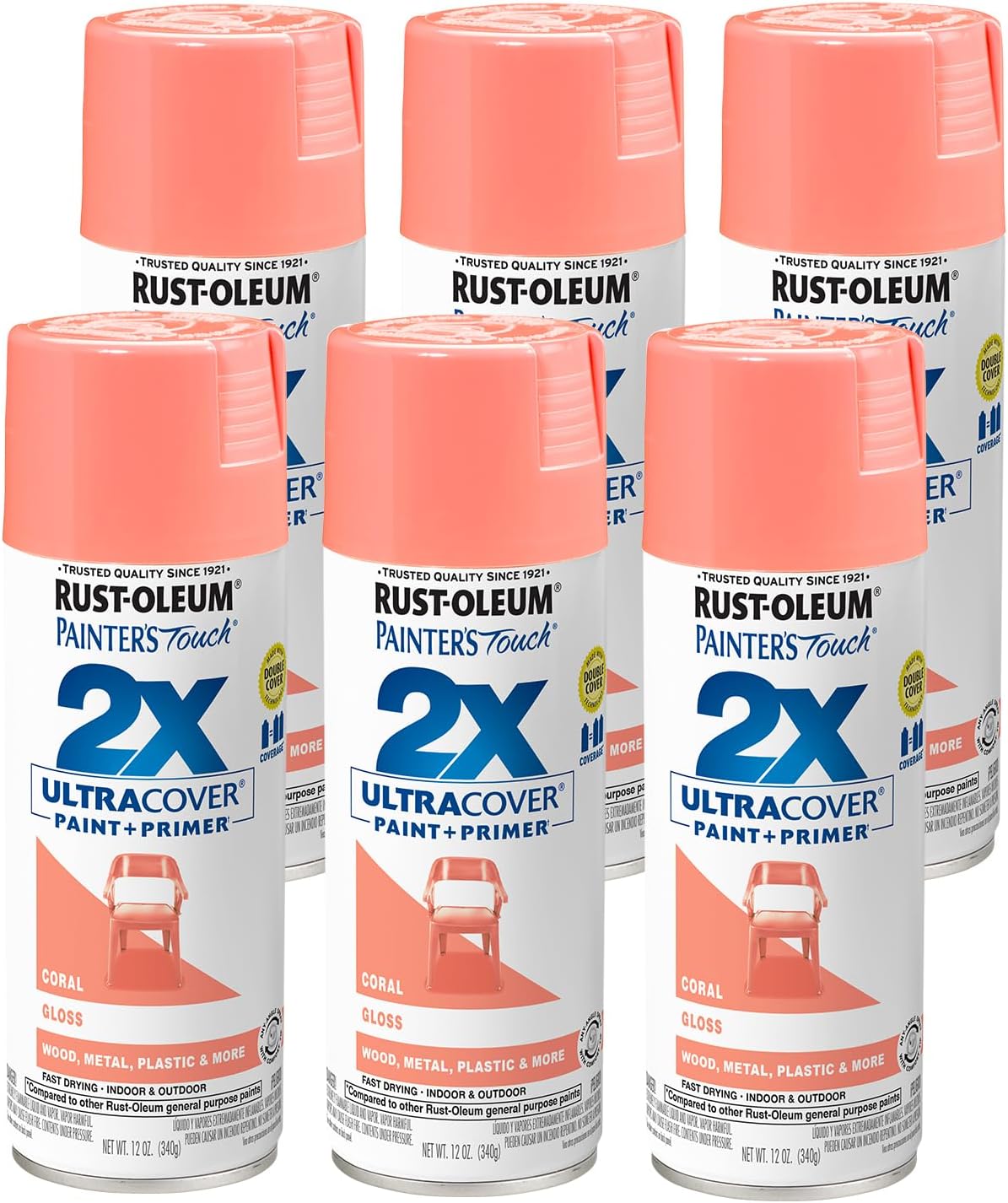 Rust-Oleum 334029 Painter's Touch 2X Ultra Cover Spray Paint, 12 oz, Gloss Clear - Colors B