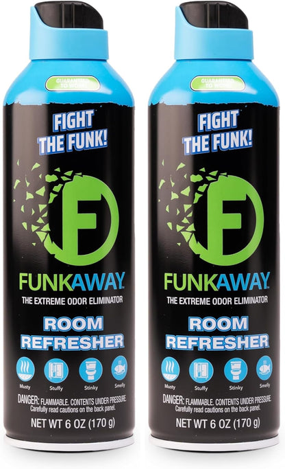 FunkAway Extreme Odor Eliminating Room Refresher AeroSpray, 6 oz., Odor Eliminating Room Spray Removes Musty, Stuffy, Stinky and Smelly Airborne odors