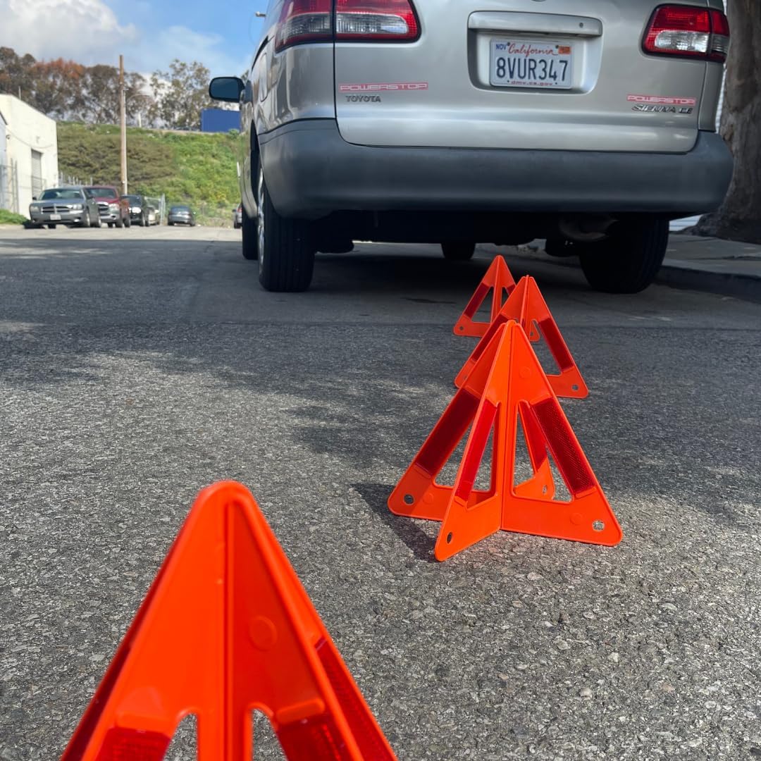 3 Piece 3D Plastic Warning Triangle for Road Safety and Emergency || High Visibility and Economical || Great for Laymen Use