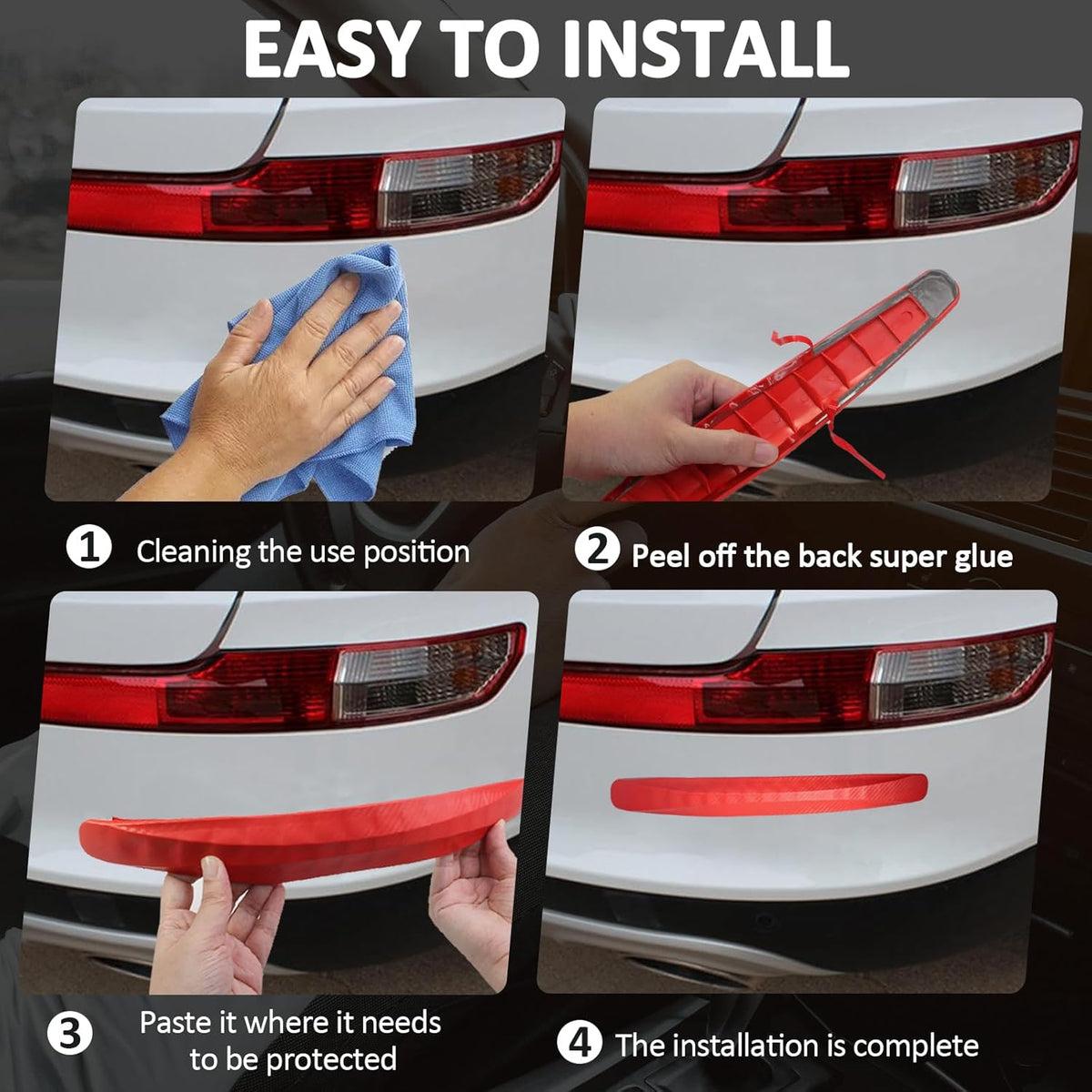 BokWin 4-Packs Black Anti-Collision Patch Bumper Guard Strip Anti-Scratch Bumper Protector Trim Universal for Cars SUV Pickup Truck