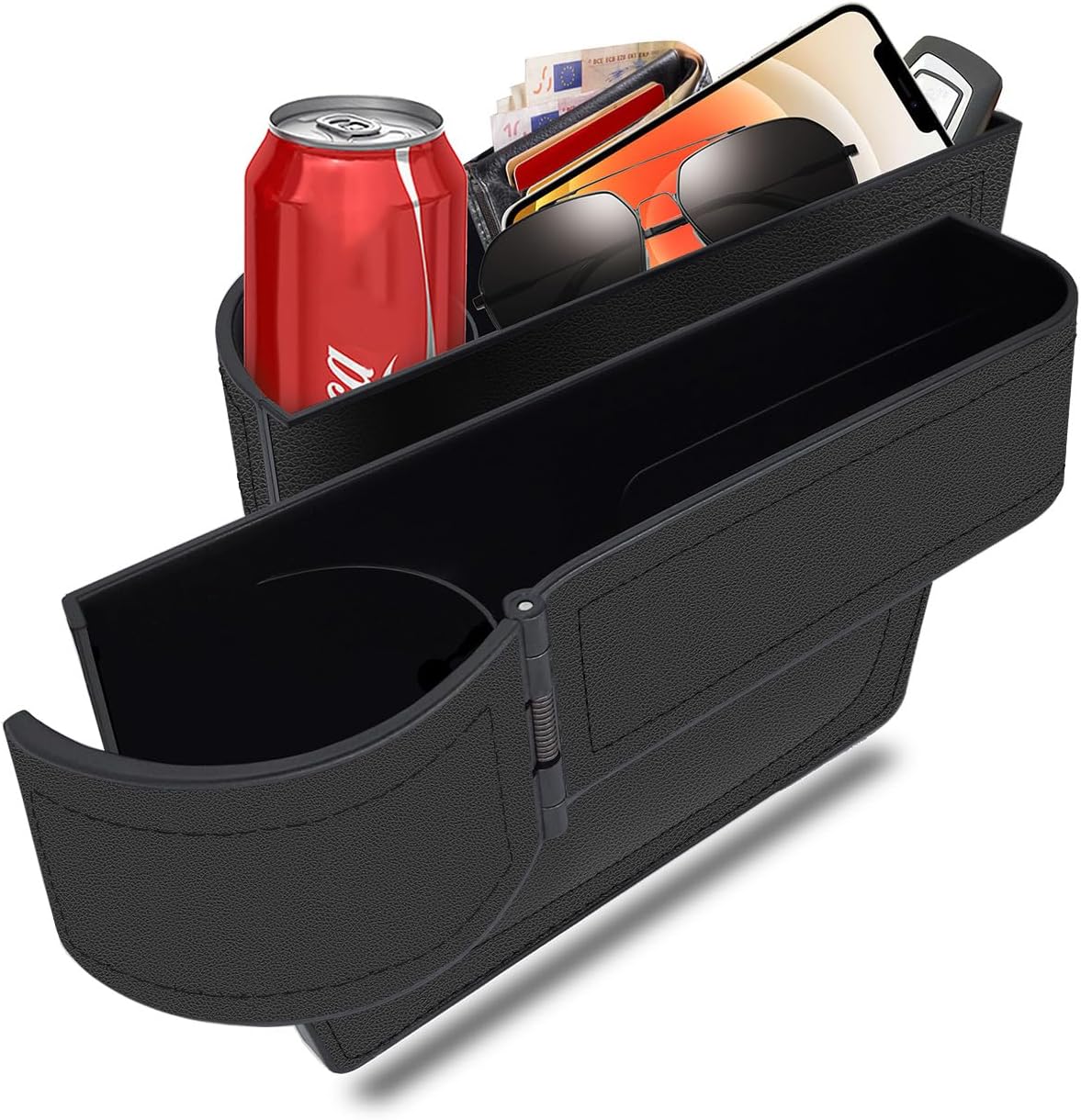 BAILISI Car seat gap filler organizer,multifunctional car seat organizer,Adjustable Cup Holder car console side storage box Holders phone, sunglasses,car accessories(Black)