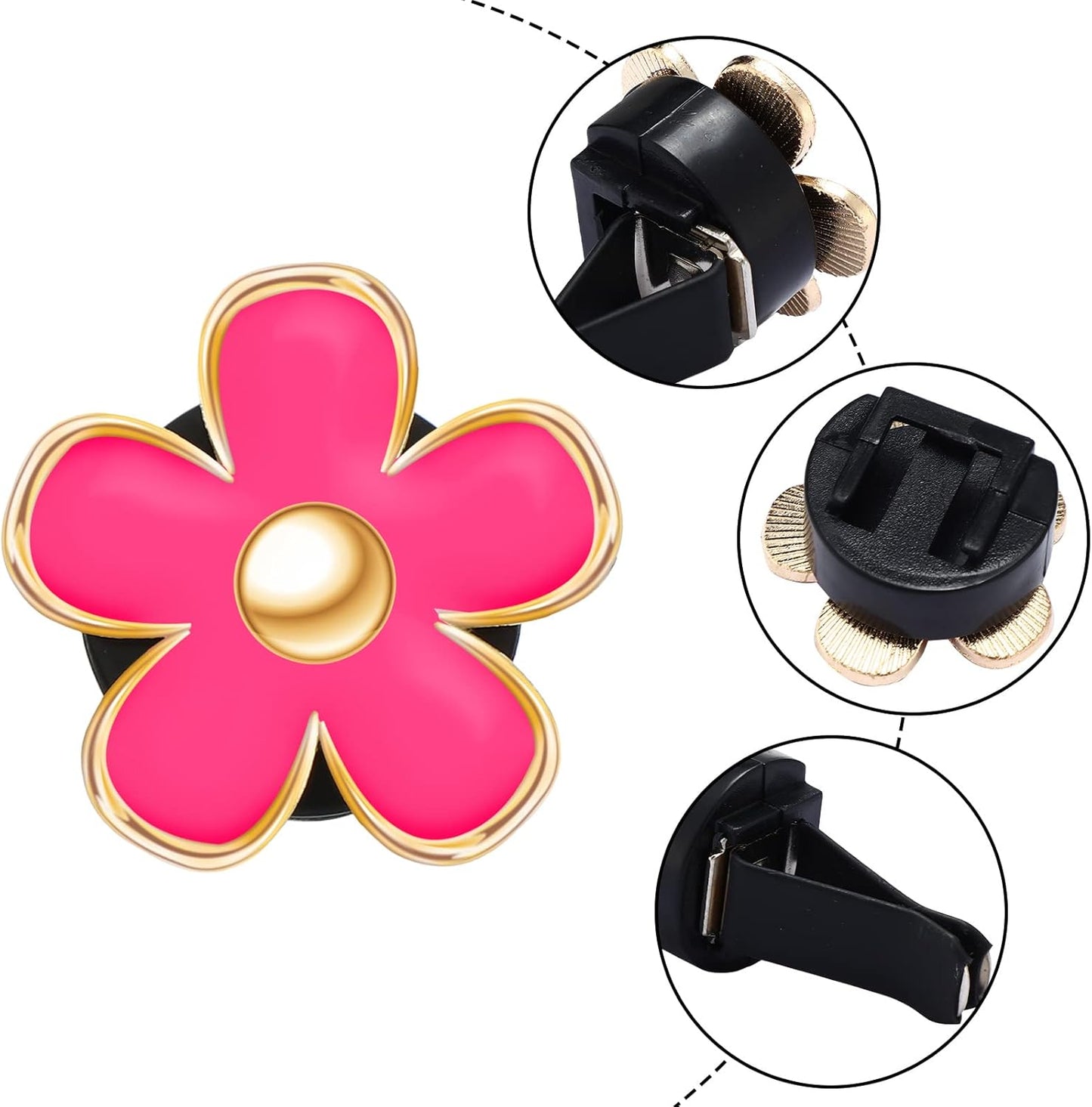 Frienda 6 Pcs Daisy Flower Air Vent Clip Accessories Air Conditioning Outlet Clip Car Air Freshener Dashboard Accessories Charm Car Inter Decor(3 cm, 3.3 cm,White)