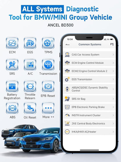 ANCEL BM700 PRO Fit for BMW Scanner - Battery Registration Tool, Code Reader for BMW/Mini/RR, Advanced OBD2 Scanner Auto V-I-N, Full System Diagnostic for BMW Scan Tool with All Reset Services (Blue)