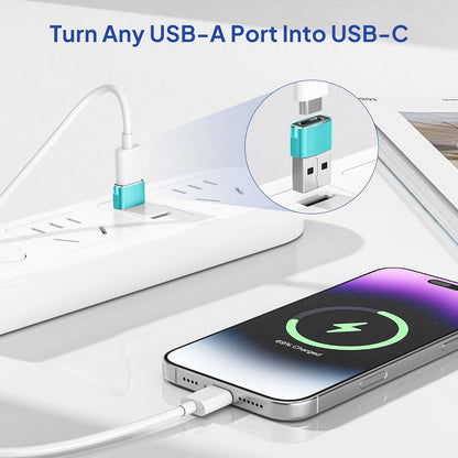 Elebase USB to USB C Adapter for iPhone 17 4Pack,USBC Female to A Male Car Charger Adapter,Type C Converter Apple 17e 16 Pro Max 15 14 Plus,iWatch Watch 11 10 Ultra 3,iPad Air,Samsung Galaxy S26