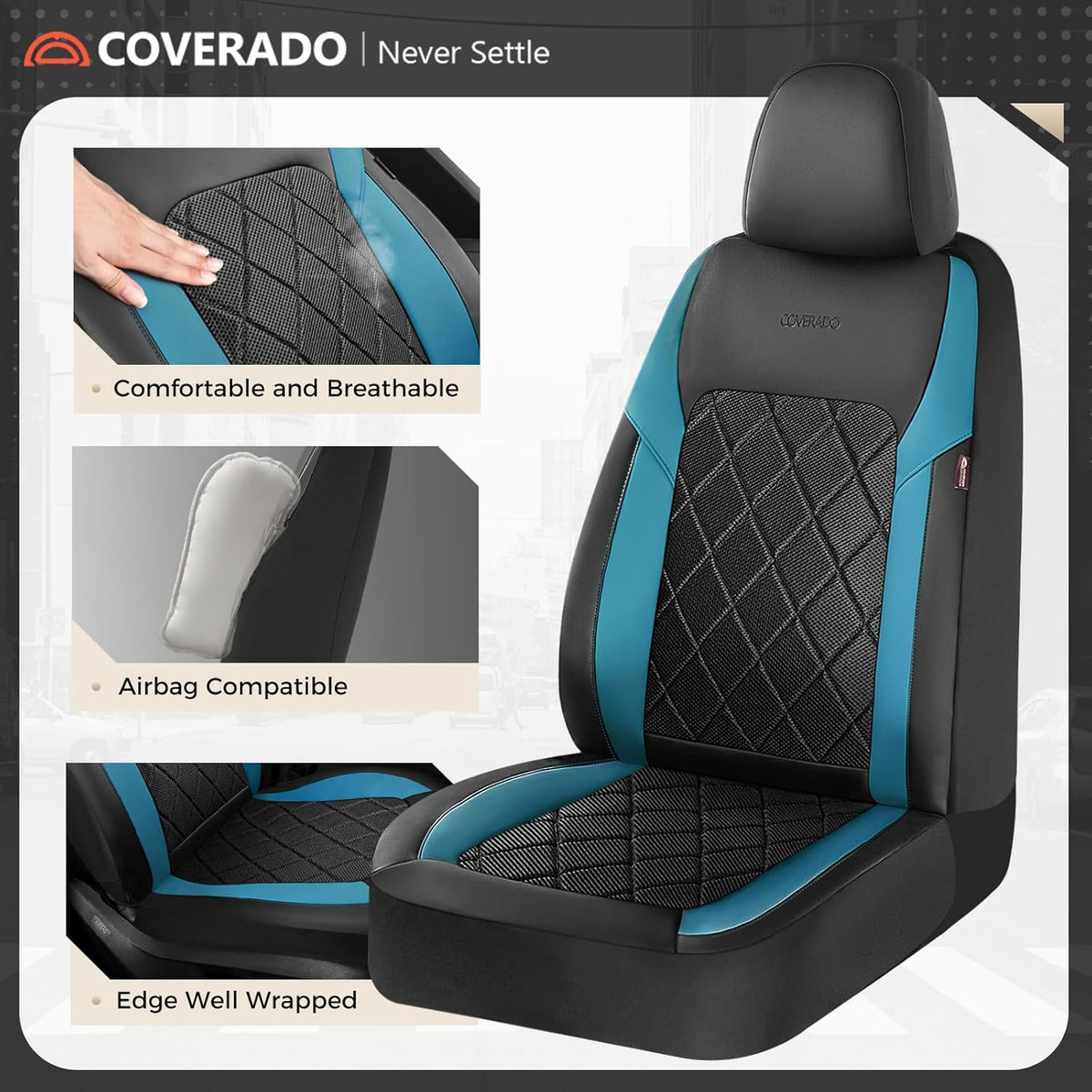 Coverado Car Seat Covers, Seat Covers Full Set, 5 Seats Automotive Seat Cover, Mesh Breathable Seat Protectors, Universal Fit for Most Cars