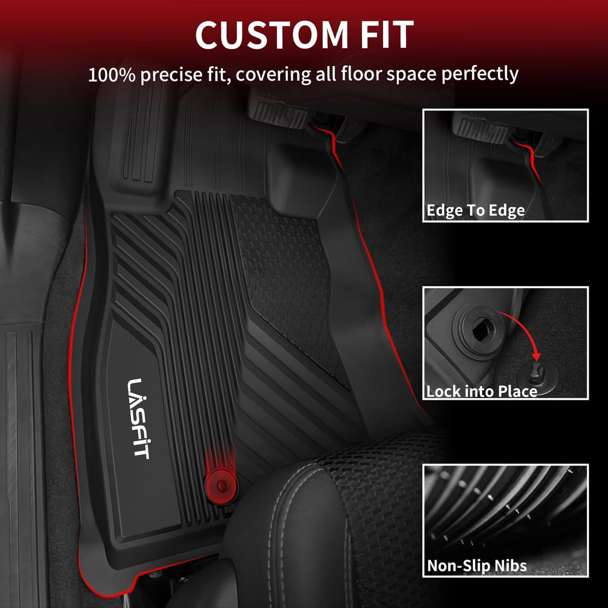 LASFIT Floor Mats Fits for Hyundai Sonata 2020-2026 (Only for FWD & Gas) & Kia K5 2021-2025 (Only for FWD) Custom Fit TPE All Weather Floor Liners Car Mats Accessories, Black