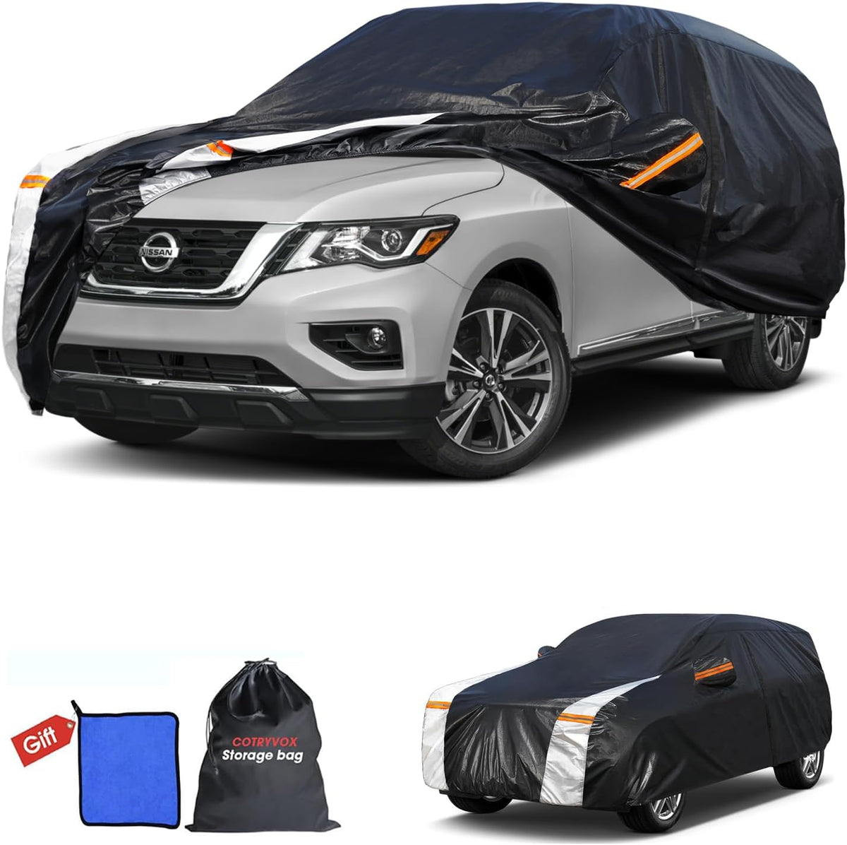 Large SUV Car Cover for Chevy Suburban 100% Waterproof All Weather, Heavy Duty Outdoor Full Exterior Covers Rain Sun Wind UV Protection. - Colors B