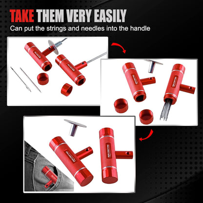 AWELCRAFT 10-Piece Economical Tire Repair Kit – Flat Tire Plug Kit with T-Handle Tools, Storage Case – Fix Punctures Fast, No Tire Removal Needed – Ideal for Car, Truck, Motorcycle, ATV