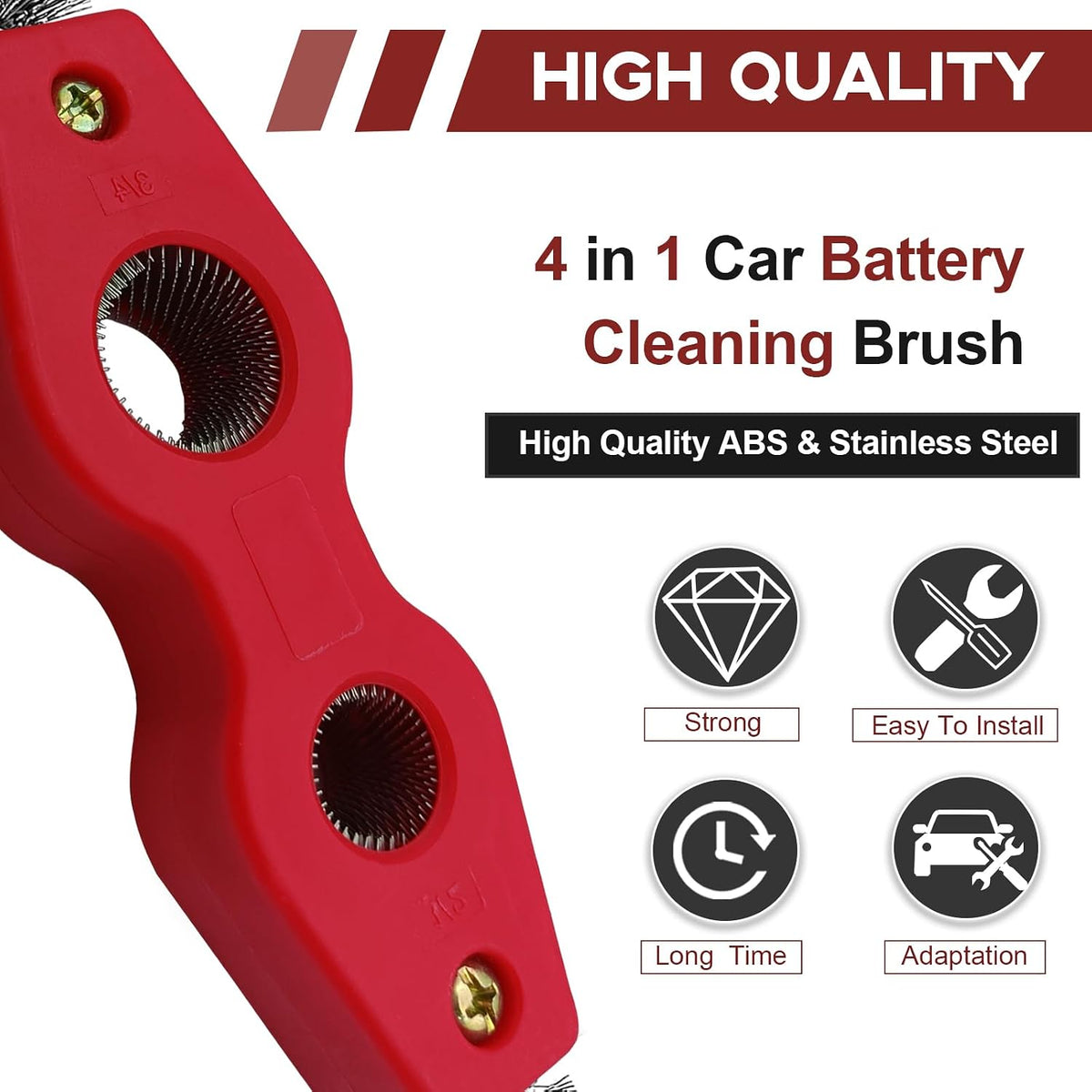 4 in 1 Car Battery Terminal Cleaning Brush, Anti-Rust Auto Battery Cleaner Brush Tool, Universal for Automotive and Marine for Plumbing Installation Soldering Brazing, Car Accessories (Blue)