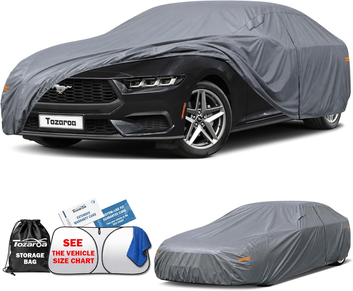 SUV Cover Waterproof All-Weather,Outdoor Full Exterior Automobiles SUV(Length 182-190 inch) with Windshield Sun Shade Universal Fit Toyota RAV4,CRV,Model Y,Q5,Size S2 (See SizeChart)