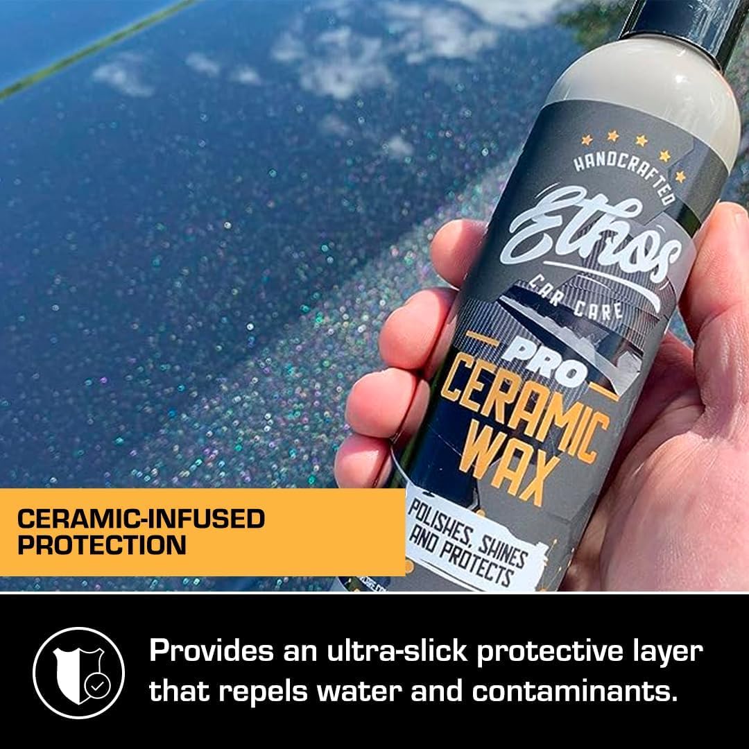 Ethos Ceramic Speed Wax – SiO2 Ceramic Coating Spray for Cars – Hydrophobic Car Wax Spray Top Coat Polish – High Gloss Shine, Ceramic Spray Wax – 12+ Month Protection