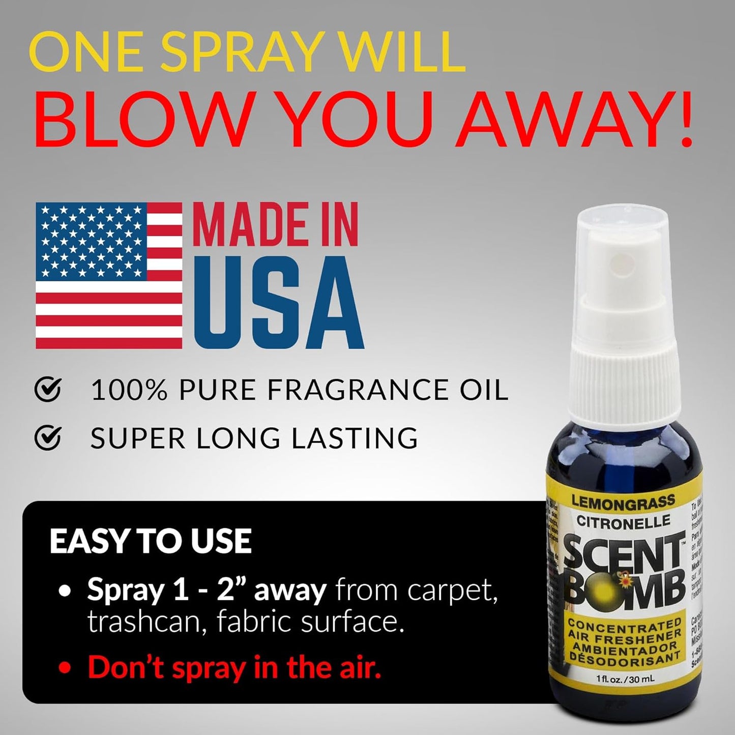 Scent Bomb Air Freshener Spray, Long-Lasting Odor Eliminator - Effective Deodorizer for Home & Car, Fresh Room Spray for Kitchen, Bathroom & Smell Neutralizer - 1 oz Pack of 4, Black Cherry Scent