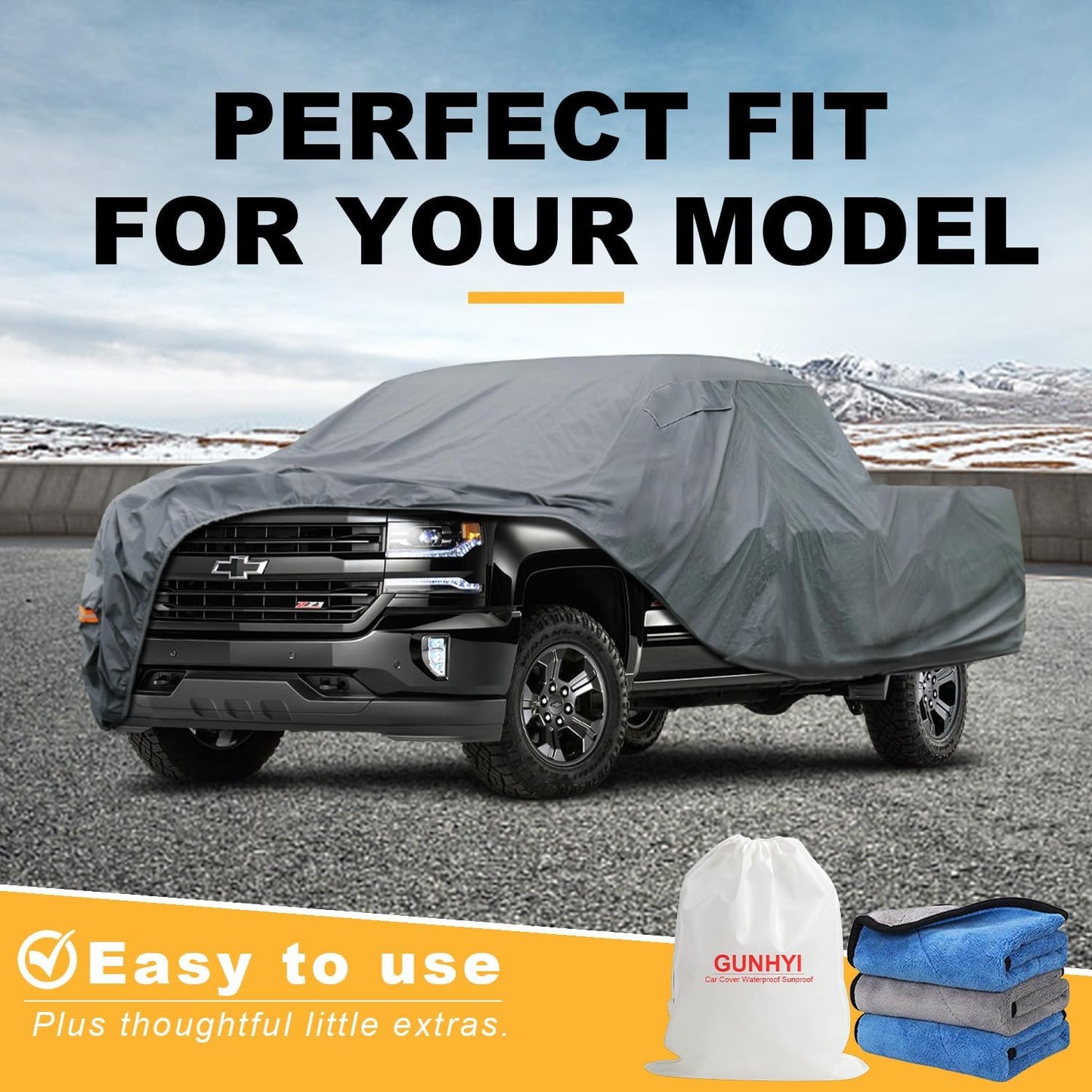 GUNHYI 16 Layers Car Cover Waterproof All Weather, Heavy Duty Outdoor Car Cover Universal Fit Sedan Toyota Camry, Tesla Model 3, Honda Accord, Nissan Altima, Kia K5/Stinger, Hyundai Sonata etc.