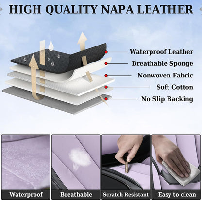 Coverado Seat Covers Full Set, Black Seat Covers for Cars 5 Seats, Car Seat Protector, Waterproof Nappa Leather Car Seat Cushion, Front and Rear Car Seat Cover Fit for Most Sedans SUV Pick-up Truck - Colors B