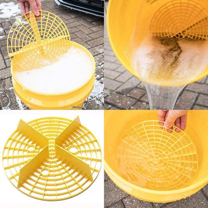 2Pcs Car Wash Cleaning Kit Bucket Guards Plastic Car Vehicle Washing Kits Insert Bucket Dirt Remove Fliter (Yellow, 23.5cm)