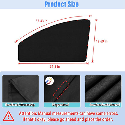 ZATOOTO Suede Car Window Shades 4PCS - Car Window Covers for Ultimate Privacy, UV Protection, and Heat Insulation, Side Window Sun Shade Perfect for Camping, Travel, Baby Safety, and Daily Use