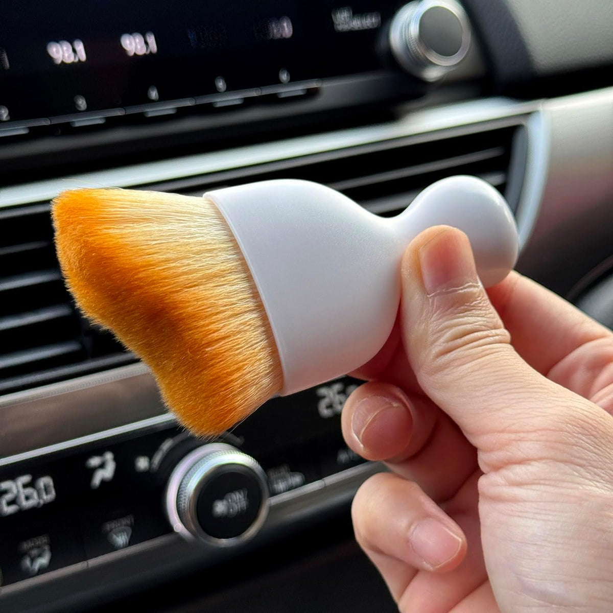 Car Detailing Brush, Soft Bristle Cleaning Brush, Scratch-Free Auto Duster Tool for Dashboard, Air Vents, Leather & Interior Cleaning (Black&Brown)