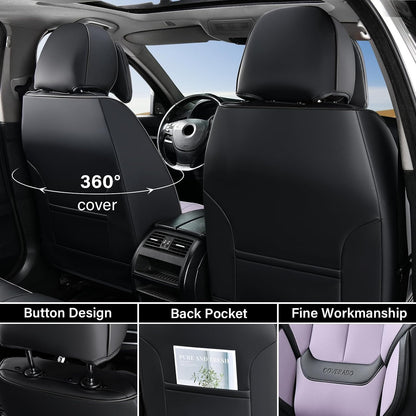 Coverado Seat Covers Full Set, Black Seat Covers for Cars 5 Seats, Car Seat Protector, Waterproof Nappa Leather Car Seat Cushion, Front and Rear Car Seat Cover Fit for Most Sedans SUV Pick-up Truck - Colors B
