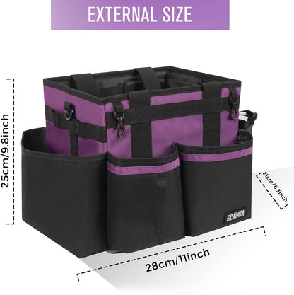 SCAVATA Compact Wearable Cleaning Caddy, Small Supplies Organizer with Handle & Shoulder Straps for Housekeepers, Under Sink & Car Cleaning Tool Organizer Bag (Black)