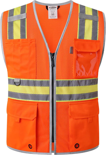 JKSafety Safety Vest for Men Women Hi Vis Relfective Vest with Pockets High Visibility Meet ANSI Standard
