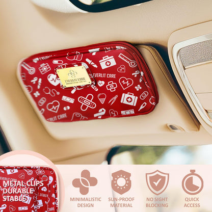 EVERLIT CARE Car First Aid Kit with Emergency Supplies Survival Gear Including Window Breaker Disposable Urine Bag Mountable Survival Kit for Family Travel in Car (Pink)