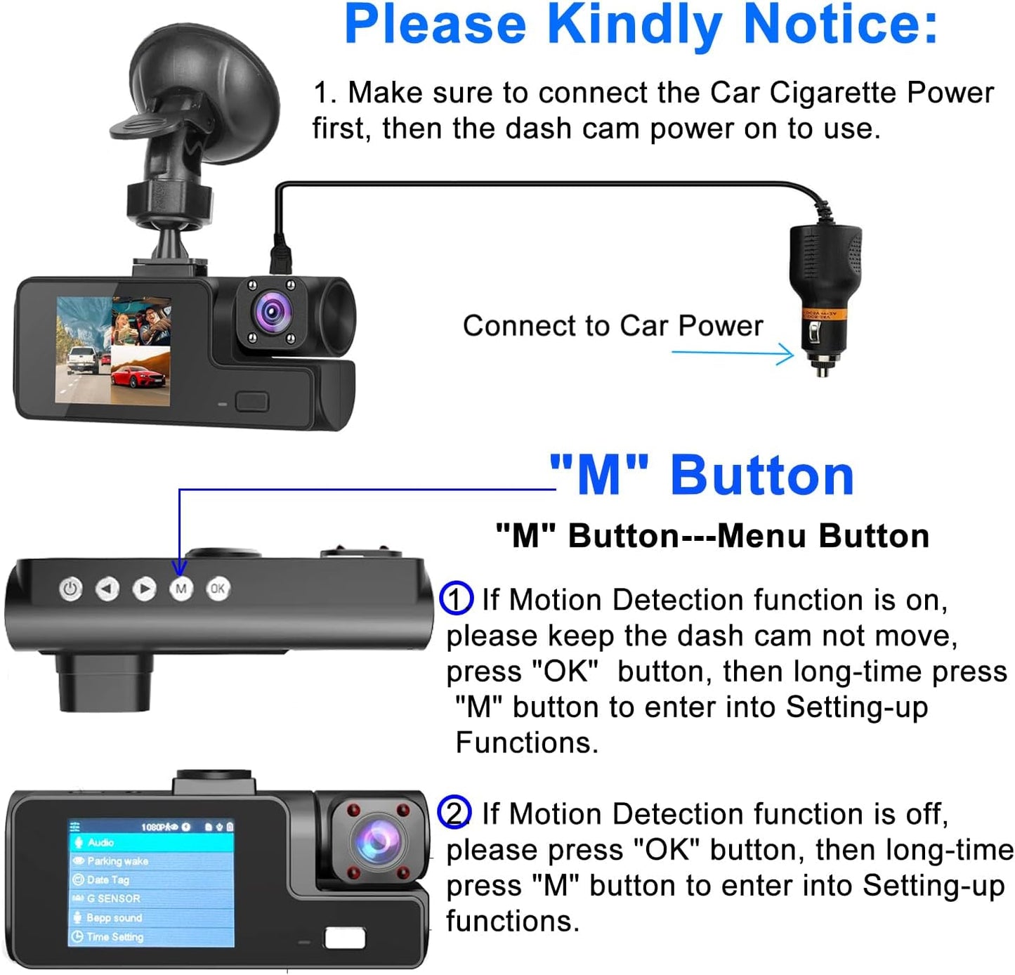 1080P Dual Dash Camera for Car Front and Inside Dashcam Car Security Video Recorder,170°Wide Angle Vehicle Cam,WDR,G-Sensor,2’’ IPS Screen,Loop Recording,Night Vision (Dual Dash Cam Without Card)