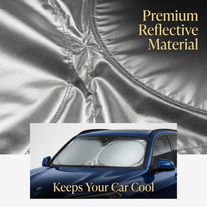Foldable Windshield Sun Shade for Car, Truck, SUV - UV Sunshade Protector | Instantly Block Extreme Sunlight And Heat To Keep Your Car Cool. An Easy Folding Front Window Visor And Reflector Shield.