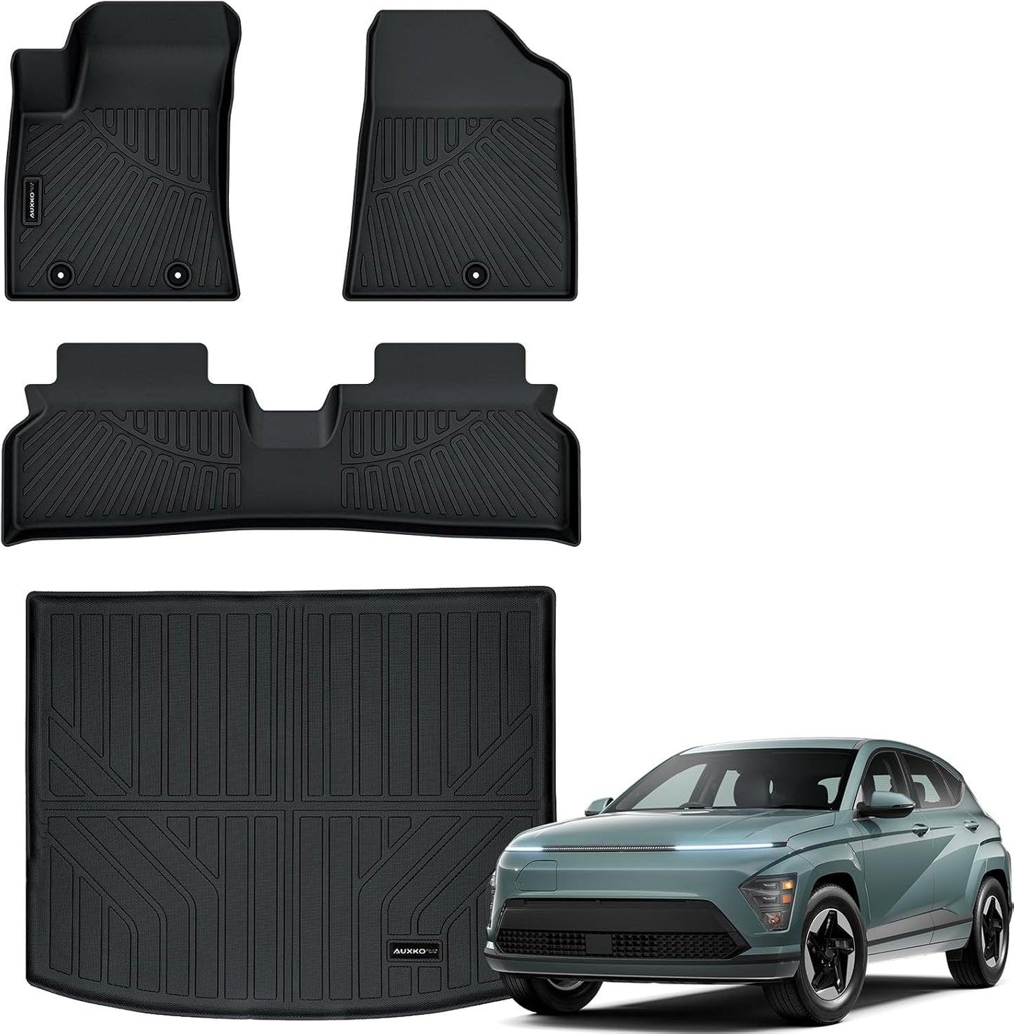 Auxko All Weather Floor Mat & Cargo Mat Fit for 2026 2025 2024 2023 2022 Hyundai Tucson Hybrid(Not PHEV) TPE Liner Tucson Accessory Set All Season Odorless Anti-Slip Floor Liner