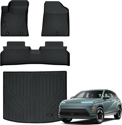 Auxko All Weather Floor Mat & Cargo Mat Fit for 2026 2025 2024 2023 2022 Hyundai Tucson Hybrid(Not PHEV) TPE Liner Tucson Accessory Set All Season Odorless Anti-Slip Floor Liner