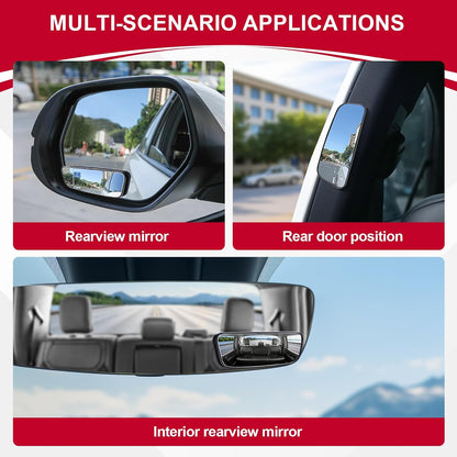 LivTee 2PCS Round Blind Spot Mirror, HD Glass and ABS Housing Convex Wide Angle Rearview Mirror with Adjustable Stick for Universal Car, Black
