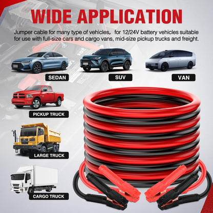 Nilight Jumper Cables for Car Battery 8 Gauge 12 FT Booster Cable Heavy Duty 250 A CCA with Carrying Bag Jump Start Emergency Kit Pickup Vans SUV Sedan Motorcycle