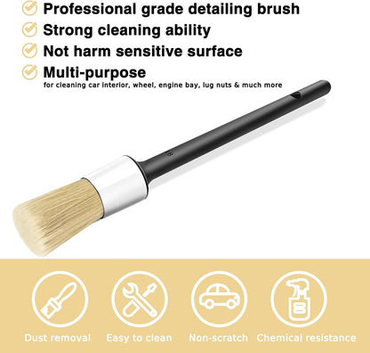 HMPLL 10pcs Auto Car Detailing Brush Set Car Interior Cleaning Kit Includes 5 Boar Hair Detail Brush,3 Wire Brush, 2 Air Vent Brush for Cleaning Car Interior Exterior, Dashboard Engines Leather Wheel