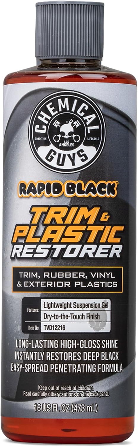 Chemical Guys Black Trim Restorer Gel for Exterior Plastic, Rubber, and Vinyl, Restores Faded Trim with Deep Black Finish, Controlled Application Formula, 16 Oz