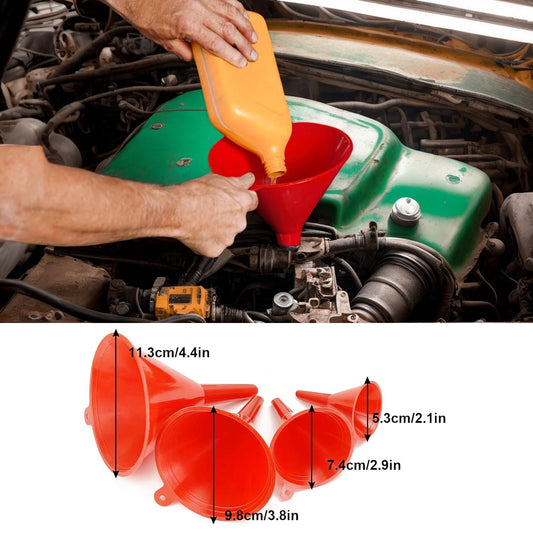 10 PCS Funnels for Automotive Use，Automotive Funnel Set with Wide Mouth Long Neck Hose, Flexible Oil Transmission Fuel Funnel Kit for Oil Change