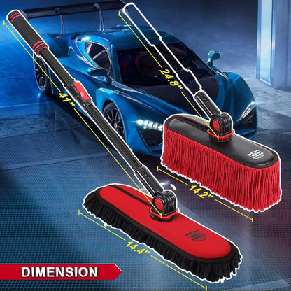 Car Cleaning Supplies Duster, Exterior Scratch Free, Soft Brush Kit for Truck SUV RV Motorcycle, Wax Cotton Hair, Extendable Handle, Car Feather Duster No Lint, Gifts for Men Women