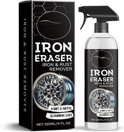 Iron Eraser Rust Remover Spray, Iron Eraser Iron and Rust Remover for Car Wheels and Paint, Fast Acting Rust and Brake Dust Remover, Professional Automotive Surface Cleaning (1PCS)