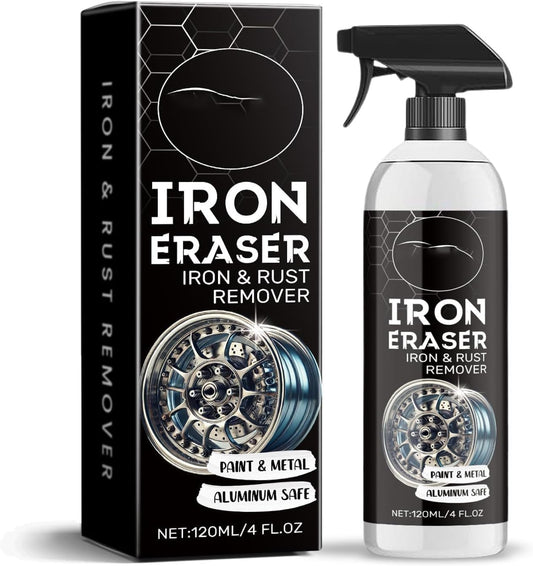 Iron Eraser Rust Remover Spray, Iron Eraser Iron and Rust Remover for Car Wheels and Paint, Fast Acting Rust and Brake Dust Remover, Professional Automotive Surface Cleaning (1PCS)
